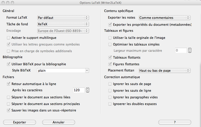Writer2latex: default, Xetex, no mulitlingual, separate folder for images.